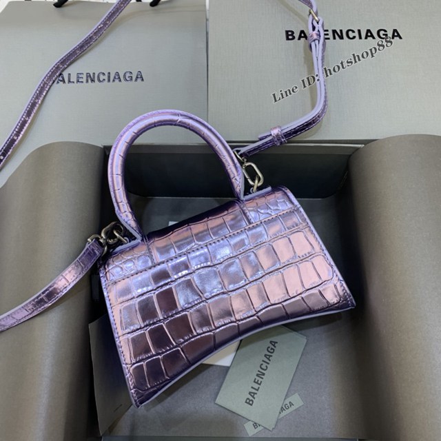 Balenciaga專櫃新款mini號手提肩背女包原單沙漏包 巴黎世家星紫色沙漏包 fyj1423